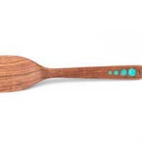 mesquite wood contemporary spatula with turquoise inlay