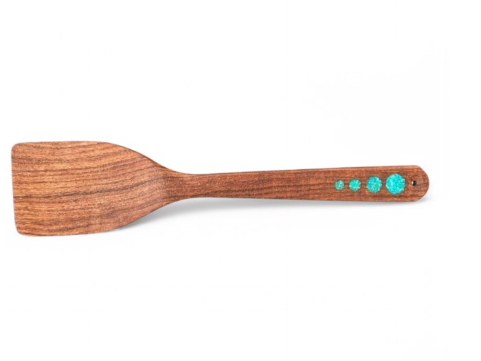 mesquite wood contemporary spatula with turquoise inlay