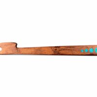 mesquite wood oven rack puller with turquoise inlay