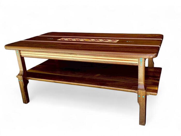 walnut coffee table with inlay