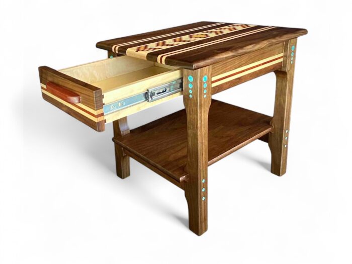walnut end table with drawer