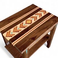 walnut end table with wood inlays